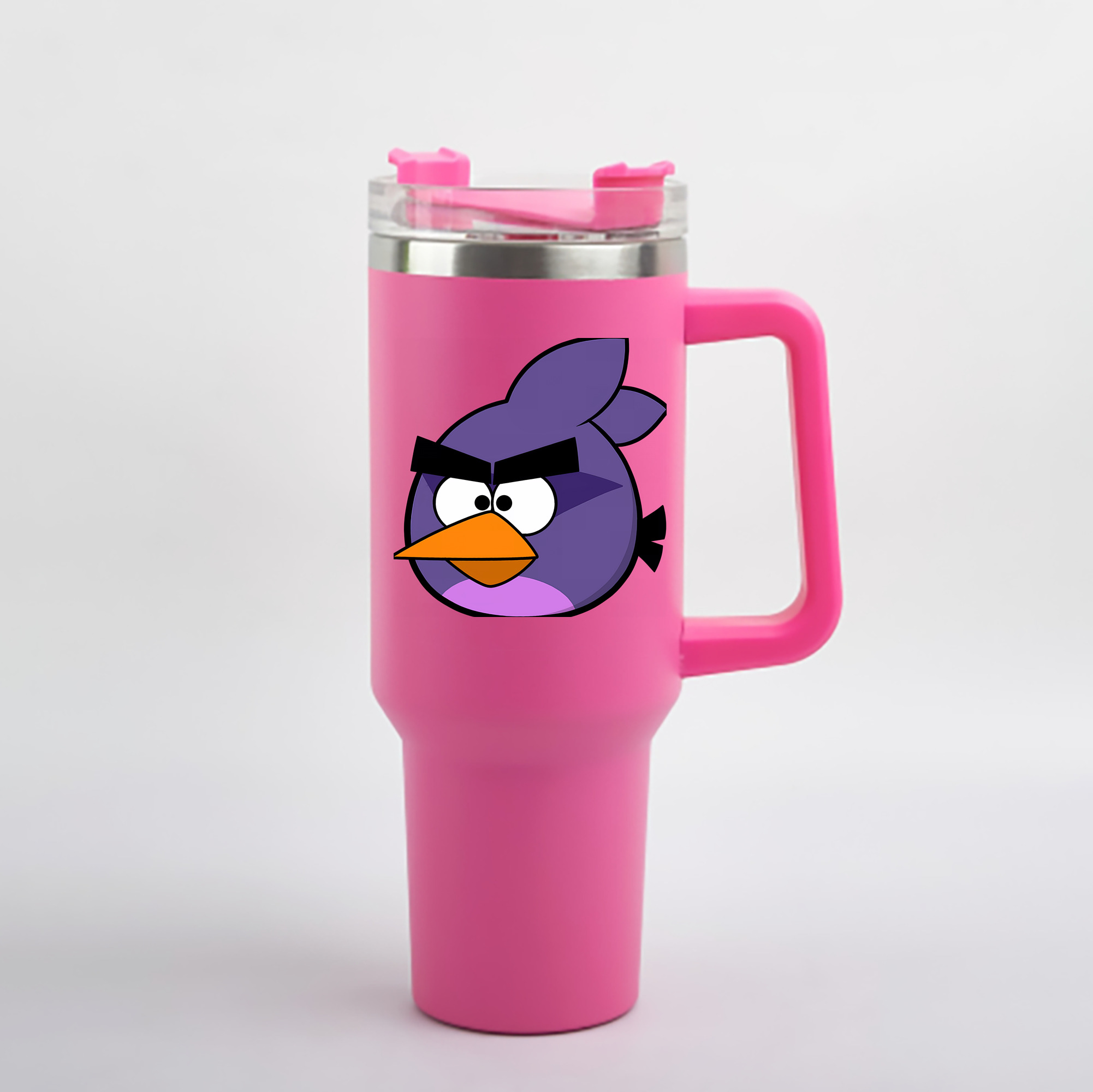 （画像用） Angry Birds アングリーバード 1200mL車用タンブラー - クリスタルステッカー（プラスチックストロー付き）